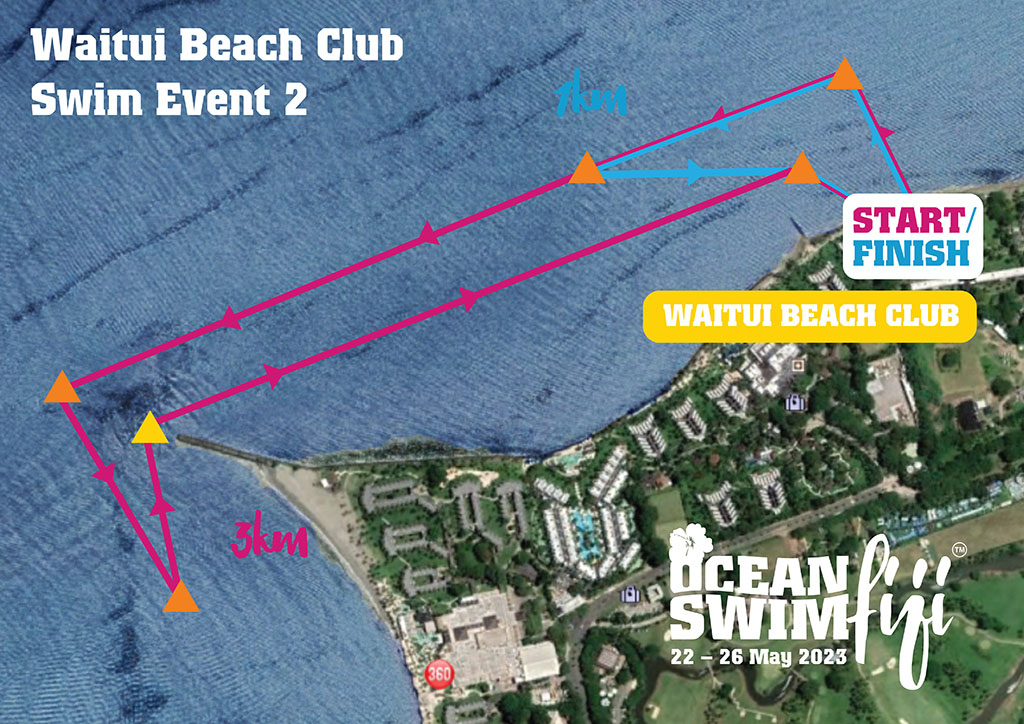 Ocean Swim Fiji 2023 Waitui Beach Club swim course map